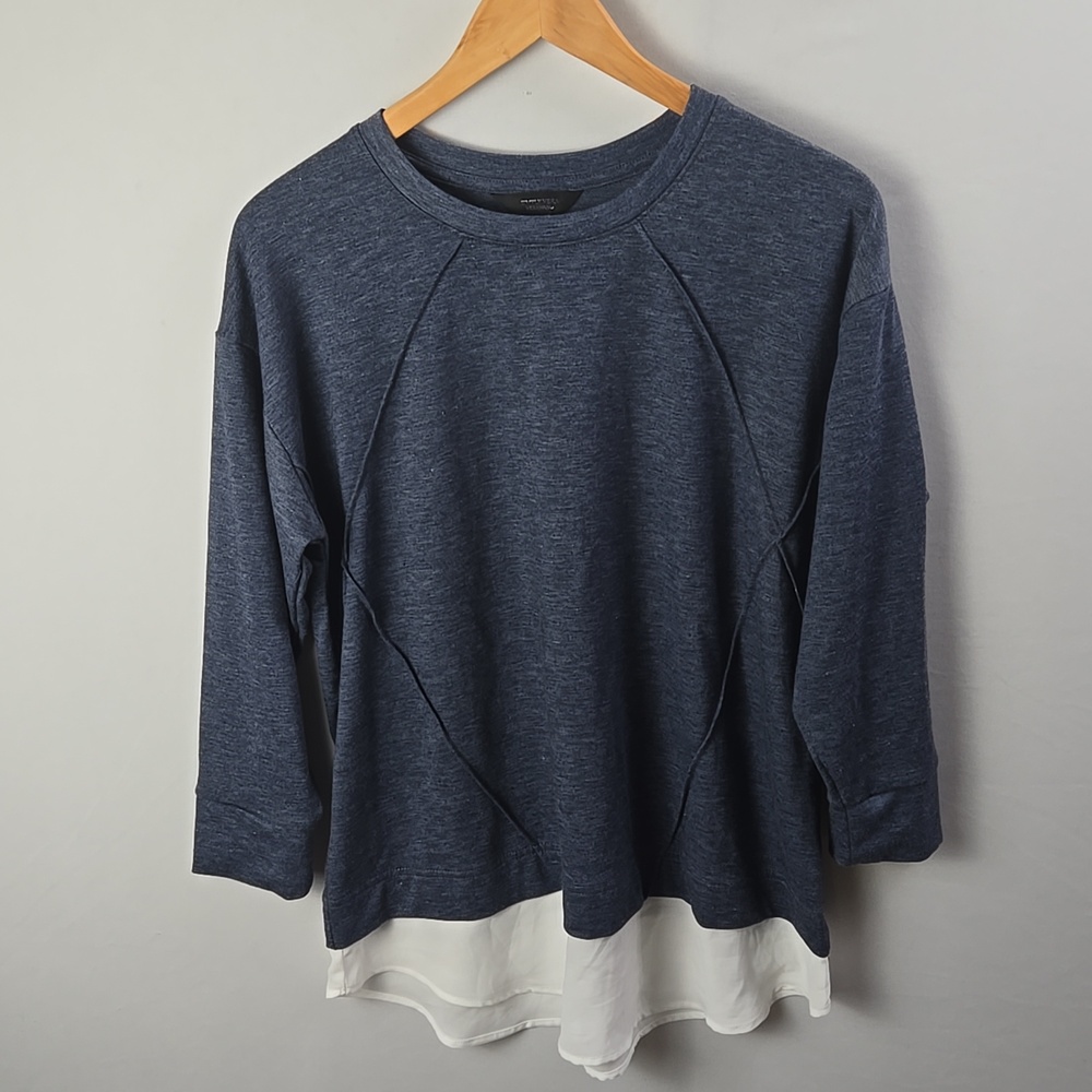 Simply Vera Vera Wang Layered Blue and White Layered Sweatshirt Sz M Leisure